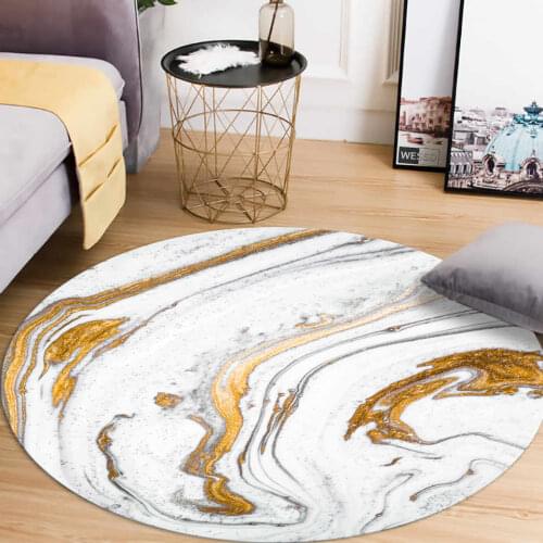 Modern Fashion White Marble Round Rug For Bedroom Bedside Rug Non-slip Bathroom Mat Nordic Carpet Coffee Table Rug Living Room