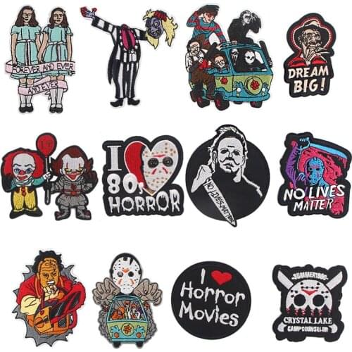 SP637 Horror Movies Killer Patches for Clothing Iron on Embroidered Sew Applique Cool Patch Fabric Badge DIY Apparel Accessories