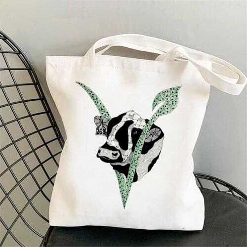 Animals Shopping Bag Fashion Women Canvas Tote Bags Cute Pig Printing Bag Cartoon Bolsa De Compras Shopper Shoulder Bags