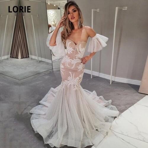 LORIE Boho Wedding Dresses Mermaid Sweetheart Lace Fashion Wedding Gown Champagne Bridal Dresses 2021 vestido novia