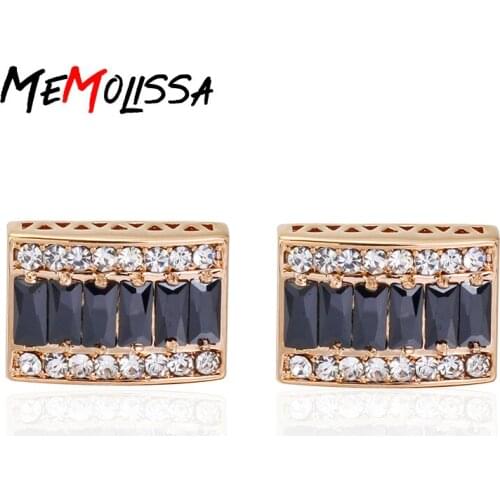 MeMolissa Wedding Jewelry Luxury Double Row Crystal Design Mens Gold Square CuffLinks Acrylic Shirt Cuff Gifts for Mens
