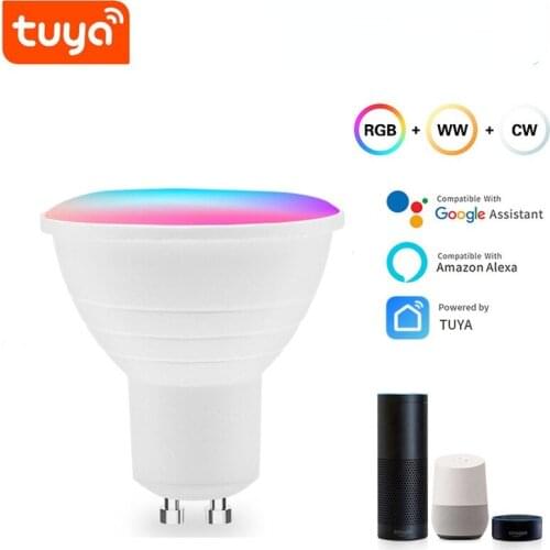 GU10 Tuya WIFI Smart Light Bulb 6W RGB Dimmable LED Spotlight Lamp Voice Control Compatible with Alexa Google Home Smart Life Ap