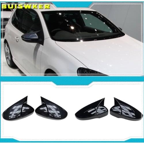 High Quality For VW Volkswagen Passat B7 Scirocco Beetle CC Eos JETTA MK6 Carbon fiber pattern Replacement Rearview Mirror Cover
