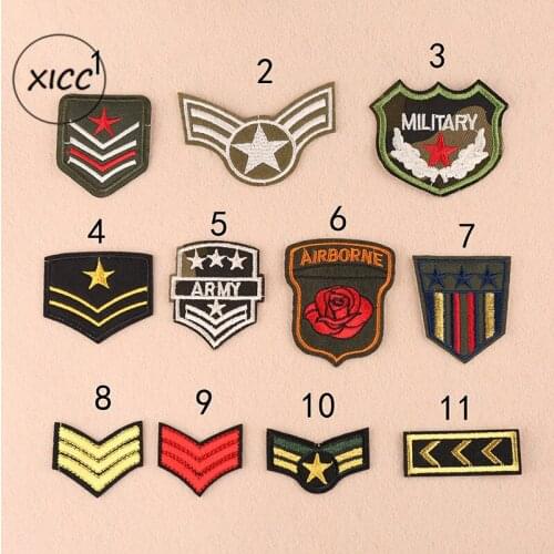 XICC Computer Embroidery Chapter Army Green Badge Three Poles Military Patch Clothes Stickers DIY Decoration Patchwork Applique