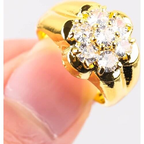 Fashion Flower Crystal Finger Ring Cubic Zircon Wedding Rings for Women Bridal Gift Gold Color Classic Jewelry Engagement Ring