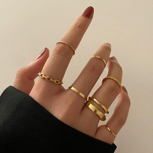 Zinc Alloy Gold Color Ring For Women Geometry Opening Adjustable Rings Hollow Multi-Layer Joint Ring Women Jewelry Birthday Gift