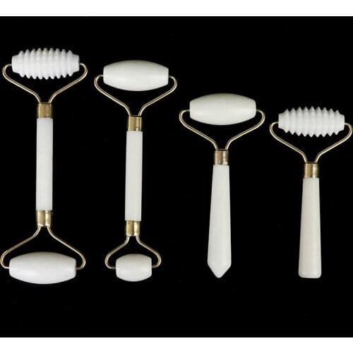 1PCS Skin Care Beauty Tool White Jade Roller Massager For Face Lift Up Natural Stone Gua Sha Scrpaer Facial Slimming Chin