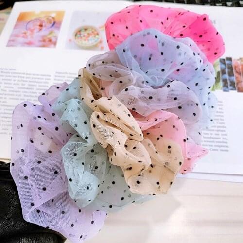 1PC Organza Dot Hair Scrunchie Hair Ring Ties For Girls Ponytail Holders Hair Bands Elastic Hairband Hair Accessories Headwear