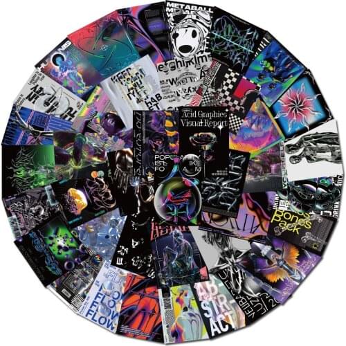 10/20/40PCS Acid Graphics Psychedelic Music Band Aesthetic Stickers Skateboard Laptop Guitar Car Motorcycle Cool Sticker Kid Toy