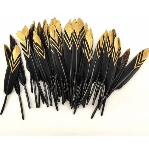 10/50 Pcs Natural Gold Black Duck Feathers Small for Crafts Plume Party Wedding Decoration DIY Feathers Jewelry Making 10-15cm