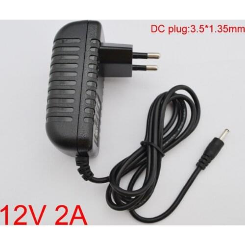100PCS High quality 12V 2A AC 100V-240V Converter Switching power adapter DC 2000mA Supply EU Plug DC 3.5mm x 1.35mm