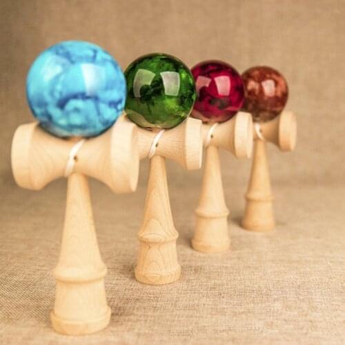 18CM Kendama Ball Wooden Toys Marble Color Kendama Profesional Skillful Juggling Balls Toys For Adult Children Random Colors
