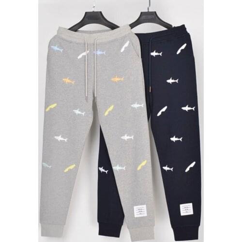 2021 Fashion TB THOM Brand Sweatpants Men Casual Sports Trousers Tracksuit Bottoms Shark Embroidery Mens Jogger Track Pants