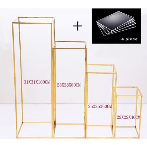 4pcs/set Metal Plant Stands Wedding Party Decoration Road lead Flower stand T-stage decor