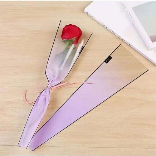 5Pcs 37cm Flower Wrapping Bag Valentines Day Single Rose Gift Wrapping Floral Packaging Material Wedding Party Florist Supplies