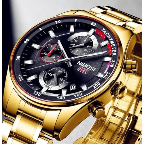 NIBOSI New Blue Sports Men Watches Top Luxury Brand Wristwatch Waterproof Chronograph Quartz Watch for Men Relogio Masculino