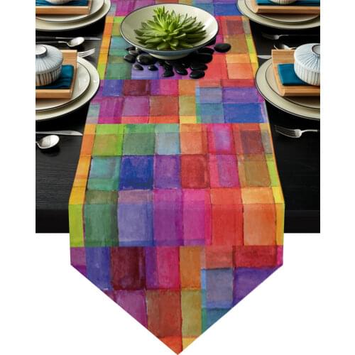 Colorful Rectangle Square Art Table Runner Modern Table Flag Home Party Country Wedding Decoration Tablecloth Table Runners