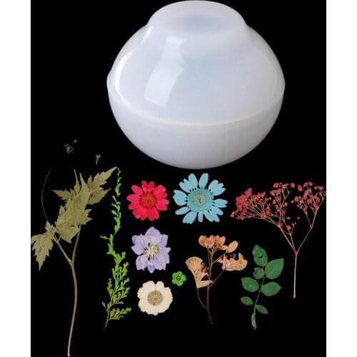 DIY Silicone Sphere Ball Mold 80mm Resin Casting Mould + Real Dried Flower for Handcraft Home Wedding Party Christmas Ornament