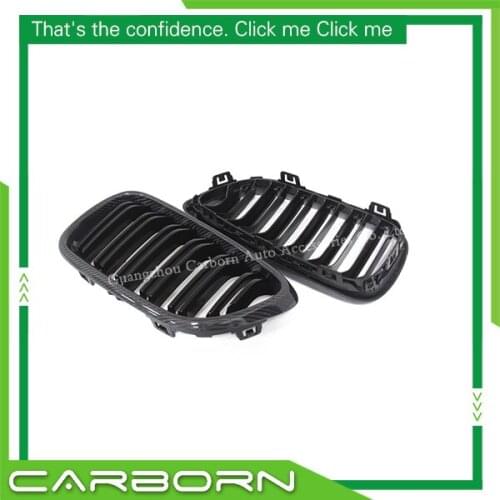 For-BMW 2 Series F22 Coupe F23 Convertible F87 M2 2014-ON Dual Slat Double Slat Carbon Fiber Kidney Grille Front Grille Overlay