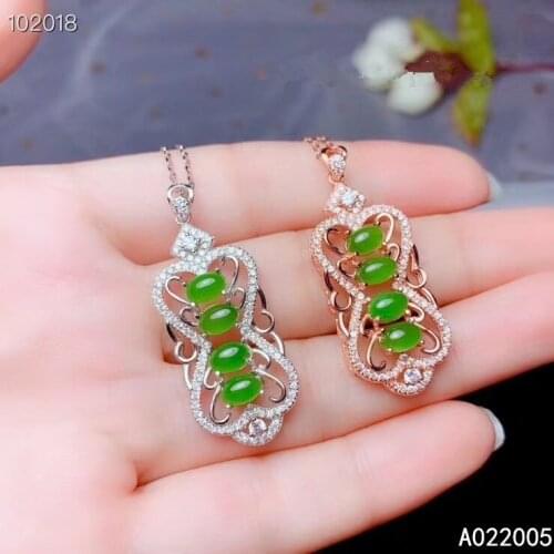 KJJEAXCMY Fine Jewelry 925 Sterling Silver inlaid Natural gemstone Jasper Female Pendant Necklace noble Support test