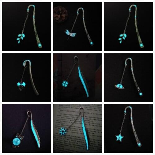 Kawaii Noctilucent Animal Owl Bookmark Pendant Metal Book mark Stationery School Office Supply Escolar Papelaria