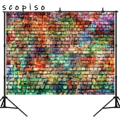 Scopiso Colorful Brick Walls Graffiti Doodling Booth Party Photography Backdrop Photo Background Studio Prop