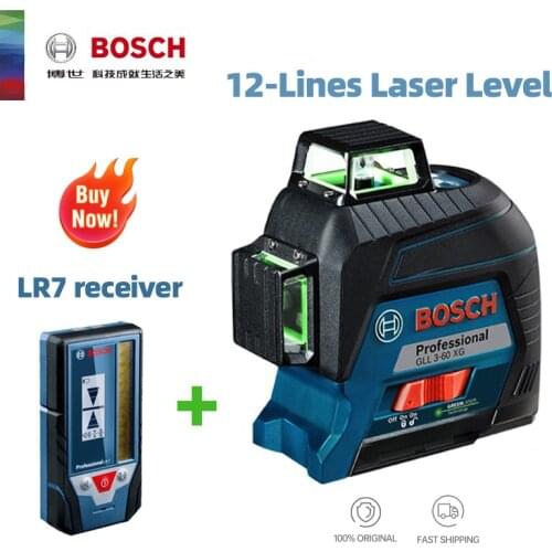 Bosch Laser Level 12-Lines Green Laser Leveling GLL3-60XG Projection Line For Home Decoration Laser Level Outdoor Available