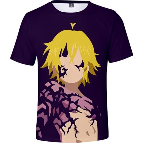 Hip Hop Summer 3D meliodas T shirt Casual girls boys Suitable tees Fashion Men Women Short Sleeve 3D meliodas O-neck t-shirt
