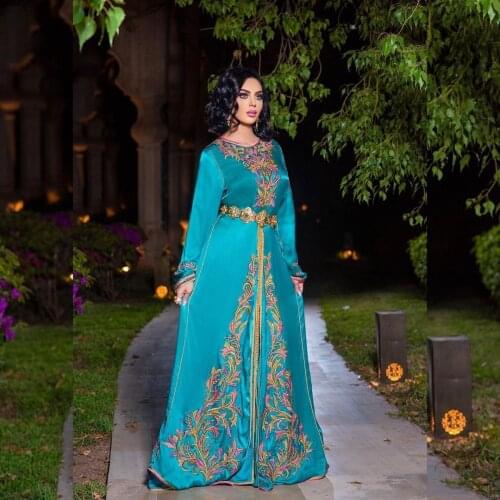 Moroccan Caftan Evening Dress A-Line Floor Length Formal Dress Special Occasion Muslim Dubai Plus Size Custom Made Prom Dresses
