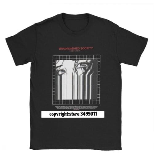 Men Tshirts Brainwashed Society Harajuku Cotton Tee Fitness Vaporwave Creepy Japan Grunge Edgy Manga T Shirts Camisas