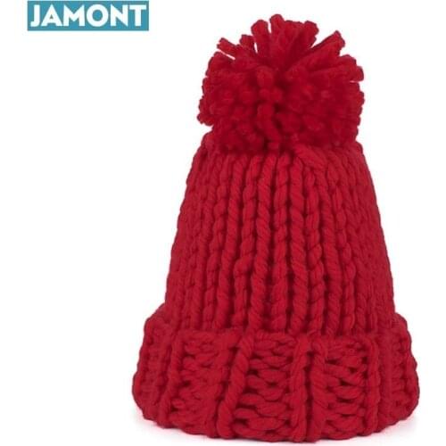 JAMONT 2019 Brand New Winter Beanies Warm tuque Hat Unisex Warm Soft Skull Knitting Cap Hats Coarse For Men Women Crochet Caps