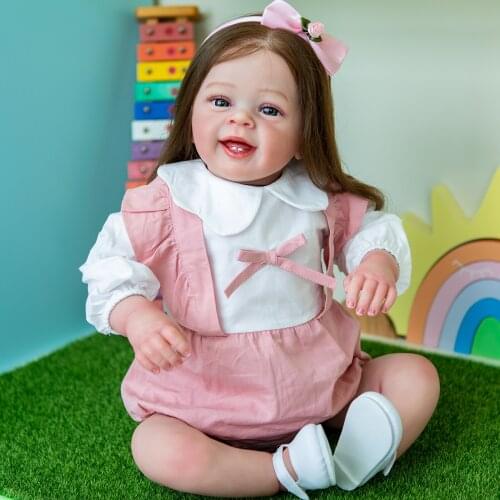 NPK 60CM YANNIK Reborn Toddler Popular Girl High Quality Doll Huge Size Baby Doll Soft Cuddle Body with rooted brown hair