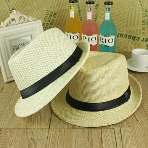 ONE SIZE ADJUSTABLE UNISEX MEN WOMEN SUMMER BEACH TRILBY STRAW PANAMA WIDE BRIM BEACH CAP ENGLISH STYLE SUN HAT