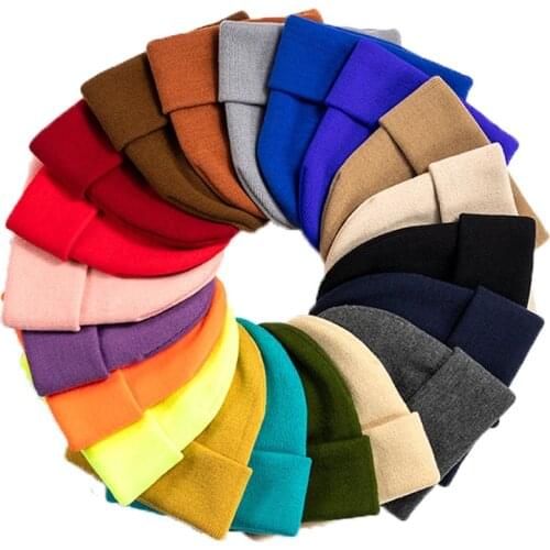 Outdoor Solid Color Knitted Hats Men Women Winter Warm Wool Caps Elastic Beanie Hat Autumn Skiing Hat Ski Hat Skull Crochet Hat