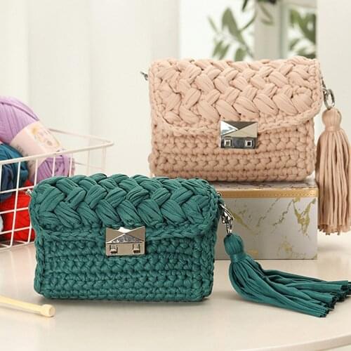 Luxury Rope Woven Crossbody Bags for Women Tassel Handbag Knitting Chain Shoulder Bag Female Small Square Flap Purse 2021 Clutch