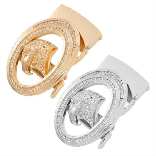 KMQ Luxury leather belt two-layer leather embossing process buckle head high-end artificial diamond inlaid luxurious and elegant