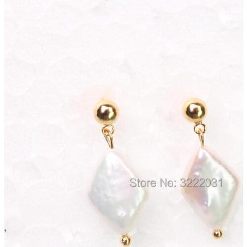 Simple Square Pearls Earrings Stud Natural Freshwater Pearls Earring Jewelry Wedding Stud Ball Earrings Elegant Stone Earring