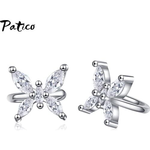 Hot Sale Butterfly No Piercing Ear Cuff Earrings 925 Sterling Silver Shinning Zircon Earrings For Women Jewelry Best Friend Gift