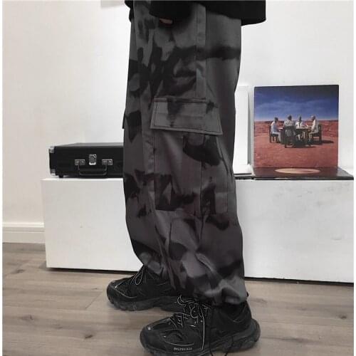 Autumn winter sporty trousers straight Casual loose Tie-Dye Harajuku Pants hip-hop men high-waisted Jogger Pants Cargo Pants