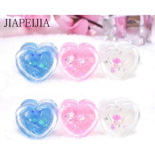 Shineing Paillette Heart-shaped Ear Gauges Tunnels and Plug Acrylic Ear Expander Studs Stretching Piercing Earring 6-25mm