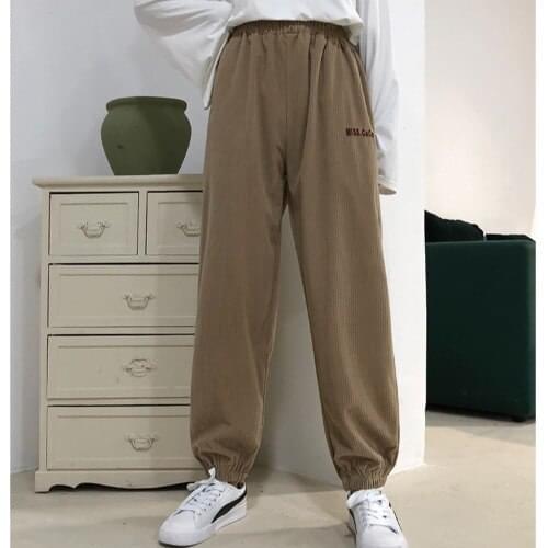 Sweatpants Women Joggers Summer Autumn Casual Trousers Female Letter Embroidery High Waist Feet Pants with Elastic Leg Opening