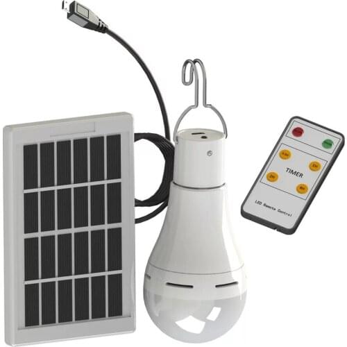 Solar outdoor camping light bulb remote infrared remote control USB charging portable dimmable flash LED flashlight holiday