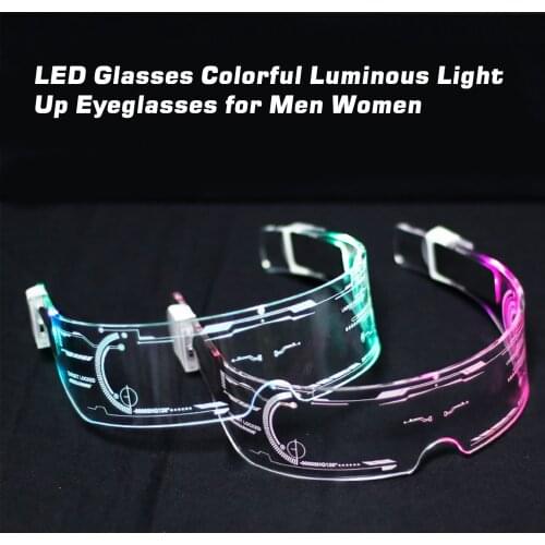 LED Glasses Colorful Luminous Light Up Eyeglasses Halloween Party Bar Music Festival Acrylic Glasses for Men Women Best Gift