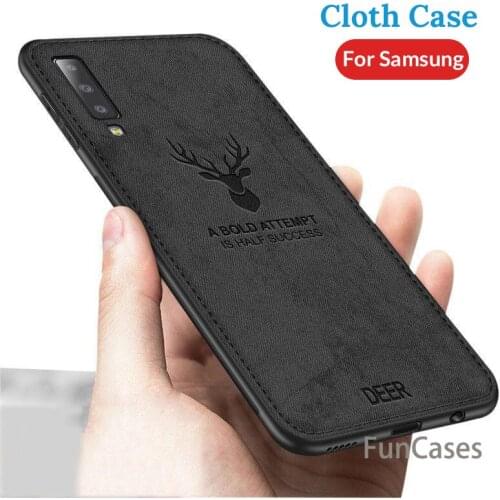 Fabric Deer Phone Cases For Samsung Galaxy A7 2018 Back Cover Silicone Flip Case For Samsung A7 2018 A6 A8 J6 Plus Note 8 9 A750