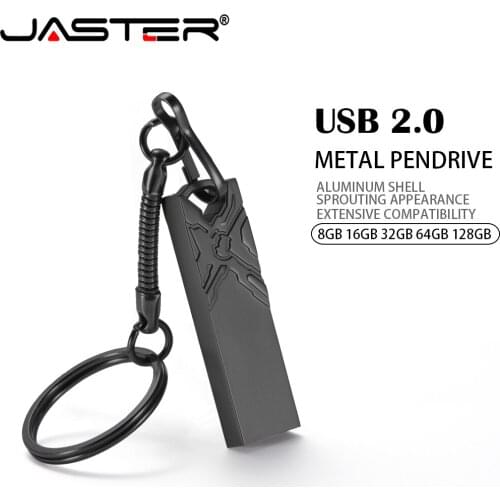 JASTER Usb Flash Drives USB2.0 Mini Black Metal Waterproof pendrive 4GB 8GB 16GB 32GB 64GB 128GB gift custom logo