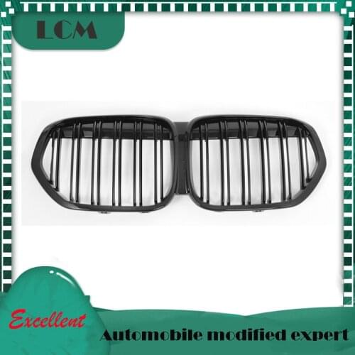 Dual Slats Kidney Front Grille Overlay For-BMW X1 Series F48 F49 LCI 2020-ON Replacement Style ABS Painted
