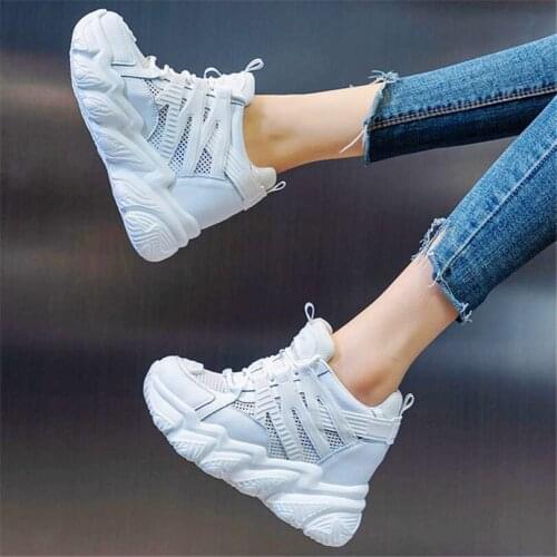 Platform Shoes Womens Breathable Cow Leather Ankle Boots Wedge High Heels Fashion Sneakers Creepers Oxfords 34 35 36 37 38 39