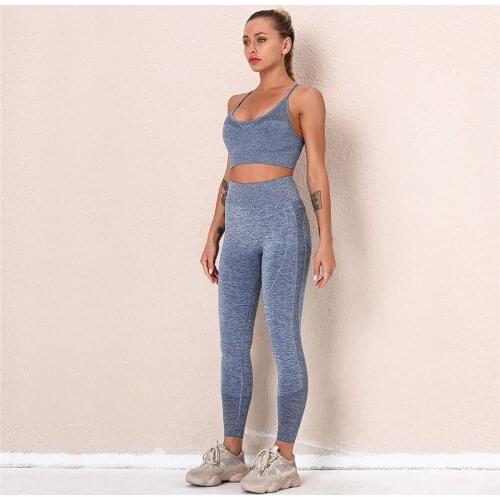 Women Vital Seamless Set Fitness Clothing High Waist Gym Leggings+Padded Push Up Sports Bra Running Wear Tracksuit