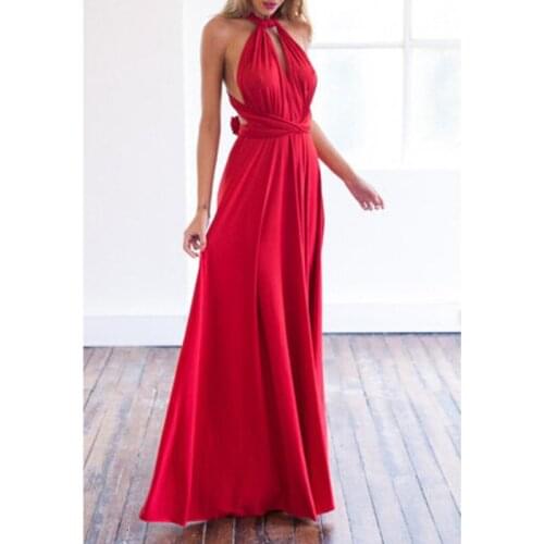 Multiway Wrap Sexy Maxi Dress Solid Fashion Casual Party Elegant Dresses 2021 Bandage V Neck Sleeveless Backless Women Dress