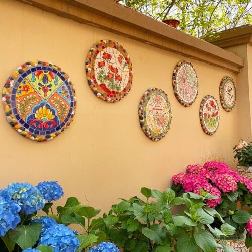 Zq Multi-Style Color Porcelain Courtyard Wall round Wall Hangings Wall Hanging
